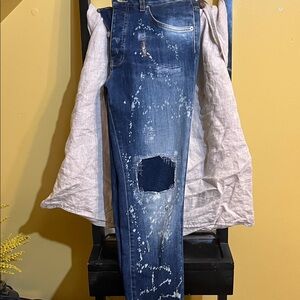 Distressed Blue Jeans